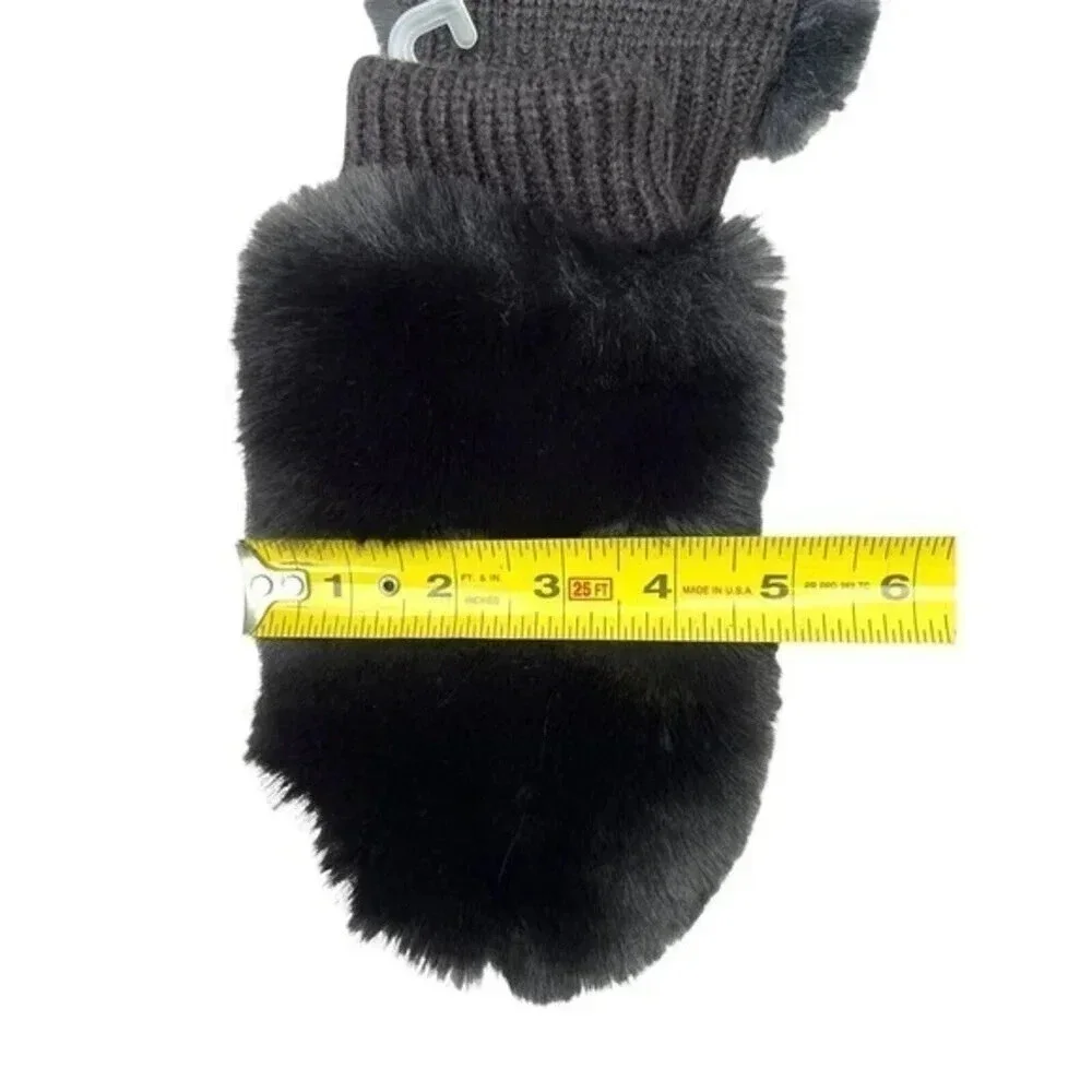 Faux Fur Mittens Black Super Soft And Warm by More Than Magic Girls One Size New